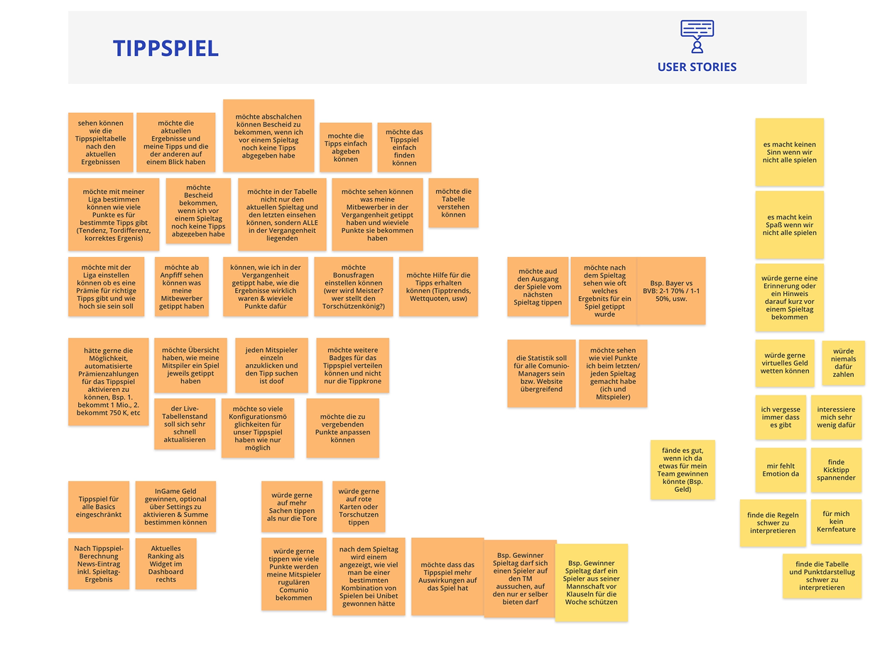 User stories board - feature requirements