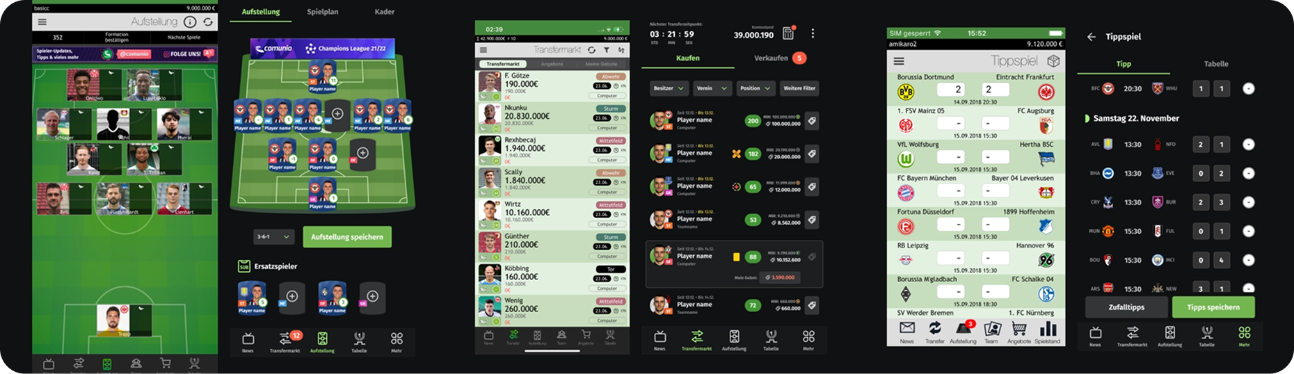 Redesigned lineup and transfer screens across platforms