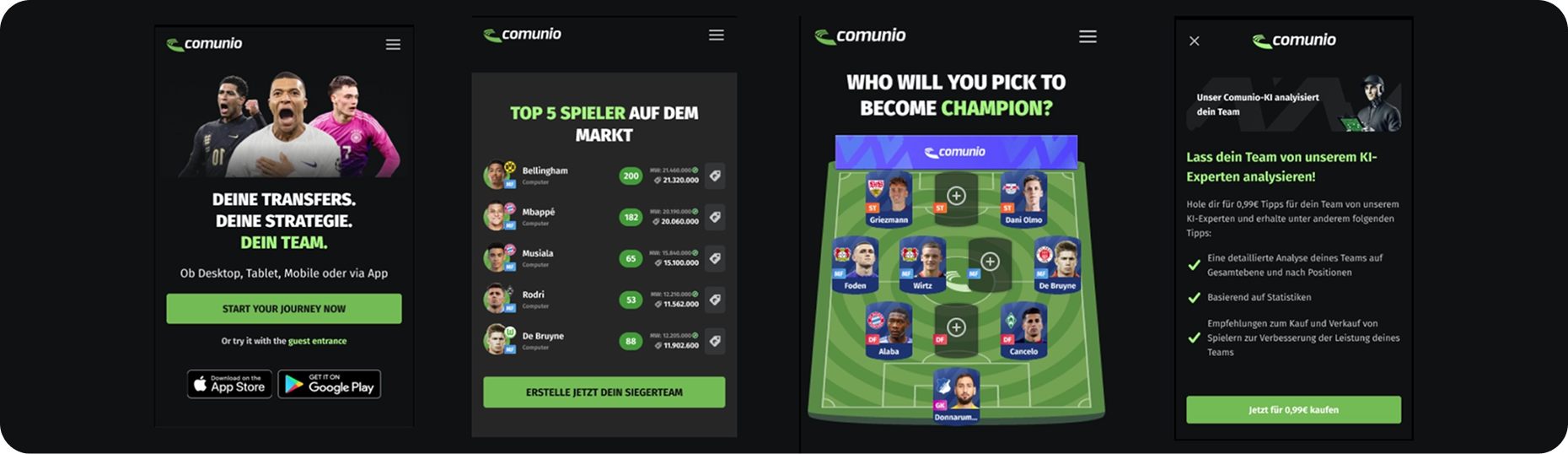 Redesigned mobile app screens